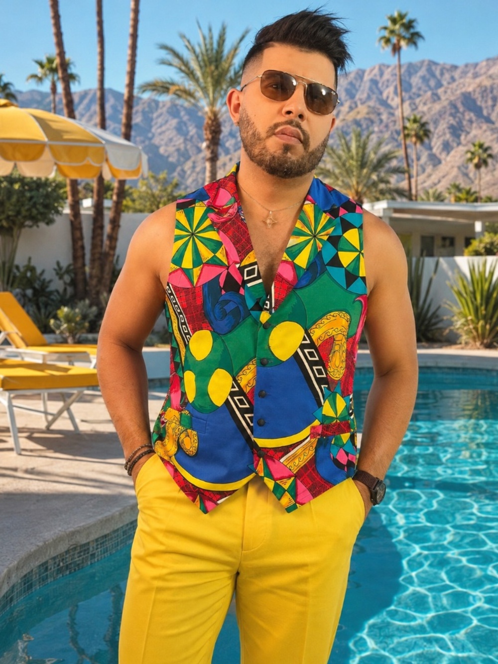 Spenser Jeremy Silk Abstract Print Vest Medium 44 Chest - Picture 3 of 3